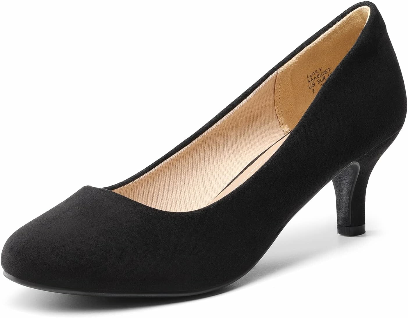 DREAM PAIRS Luvly – damskie czółenka na niskim obcasie, czarny zamsz