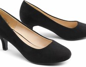 DREAM PAIRS Luvly – damskie czółenka na niskim obcasie, czarny zamsz – zdjęcie 5