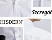 HISDERN Koszula męska Oxford z długim rękawem – elegancka, biała – zdjęcie 5