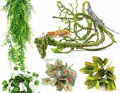 QUOZUO Sztuczne rośliny do terrarium – zestaw pnączy i lian z przyssawkami – zdjęcie 1