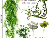 QUOZUO Sztuczne rośliny do terrarium – zestaw pnączy i lian z przyssawkami – zdjęcie 3