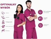 Mazalat Komplet medyczny unisex – bluza i spodnie scrubs, bordowy – zdjęcie 5