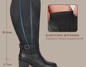 Chicblooms DE8975 – kozaki damskie do kolan na obcasie blokowym, czarne – zdjęcie 4