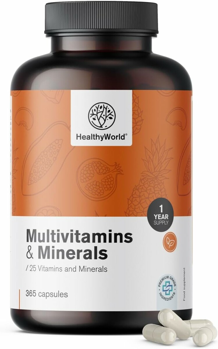 HealthyWorld Multiwitaminy i Minerały – kapsułki dla sportowców, 365 szt.