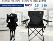 Krzesło turystyczne LINUMA składane, czarne – z podłokietnikami i torbą – zdjęcie 3