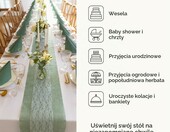 100%Mosel Zestaw dekoracji stołu na wesele – bieżnik, koronka, serwetki – zdjęcie 2