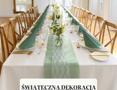 100%Mosel Zestaw dekoracji stołu na wesele – bieżnik, koronka, serwetki – zdjęcie 3
