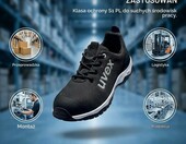 Uvex Coreguard S1 – półbuty robocze męskie, czarne, nosek stalowy – zdjęcie 4