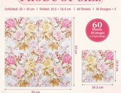 Ticeyubime Serwetki do decoupage 33x33 cm – papierowe dekory kwiatowe, 60 szt. – zdjęcie 2