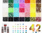 heavenlife Kryształki i perełki 3 mm, 42 kolory – zestaw do scrapbookingu i decoupage – zdjęcie 1