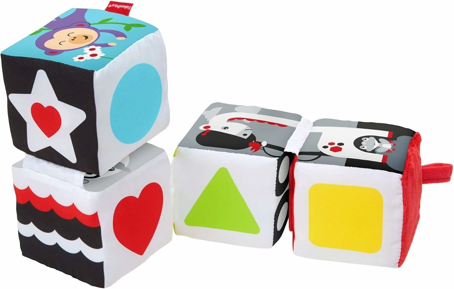 Fisher-Price Miękkie Klocki Sensoryczne GFC37 – 4 kostki dla niemowląt