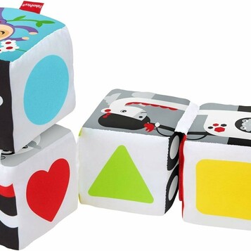 Fisher-Price Miękkie Klocki Sensoryczne GFC37 – 4 kostki dla niemowląt