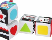 Fisher-Price Miękkie Klocki Sensoryczne GFC37 – 4 kostki dla niemowląt – zdjęcie 1