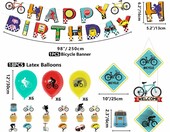 Zestaw dekoracji urodzinowych rowerowych QUERICKY - baner, balony, toppery – zdjęcie 2
