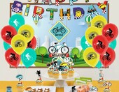 Zestaw dekoracji urodzinowych rowerowych QUERICKY - baner, balony, toppery – zdjęcie 3