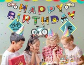 Zestaw dekoracji urodzinowych rowerowych QUERICKY - baner, balony, toppery – zdjęcie 5