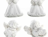 Figurki aniołków Logbuch-Verlag białe, komplet 4 szt., pamiątka na chrzest – zdjęcie 1