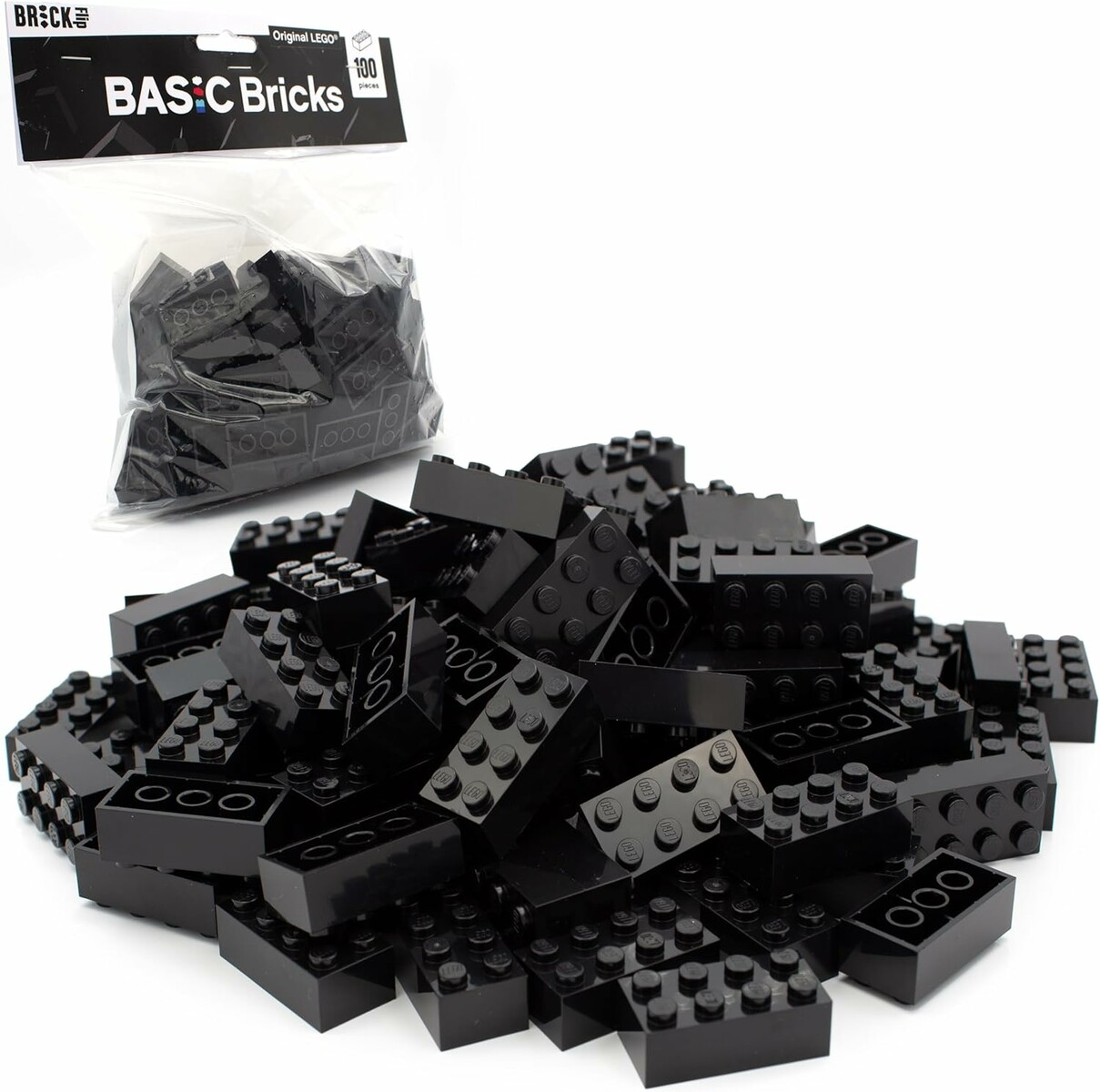 LEGO Basic Bricks 3001 – 100 pojedynczych klocków 2x4, czarne