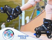 ERNAN wrotki dziecięce ze świecącymi kółkami, regulowany rozmiar, niebieskie – zdjęcie 5