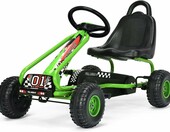 COSTWAY gokart na pedały dla dzieci, regulowane siedzisko, do 30 kg, zielony – zdjęcie 1