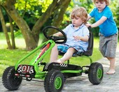 COSTWAY gokart na pedały dla dzieci, regulowane siedzisko, do 30 kg, zielony – zdjęcie 2