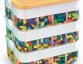 Utensy Pojemnik na klocki LEGO z pokrywką do budowania, 3 przegródki – zdjęcie 1