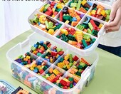 Utensy Pojemnik na klocki LEGO z pokrywką do budowania, 3 przegródki – zdjęcie 5