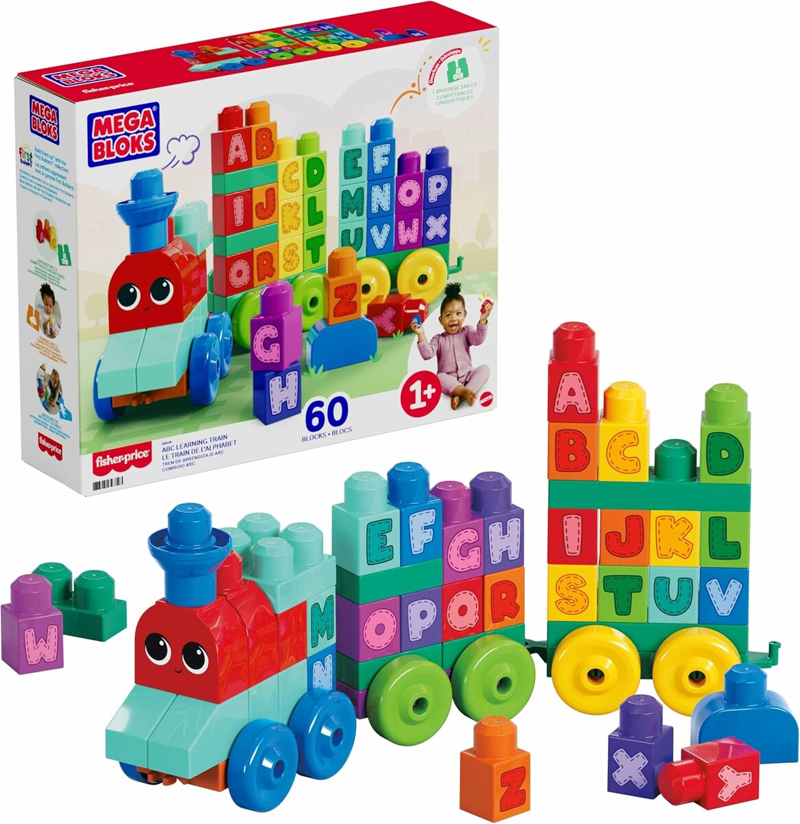 MEGA BLOKS First Builders Pociąg ABC – klocki edukacyjne dla malucha