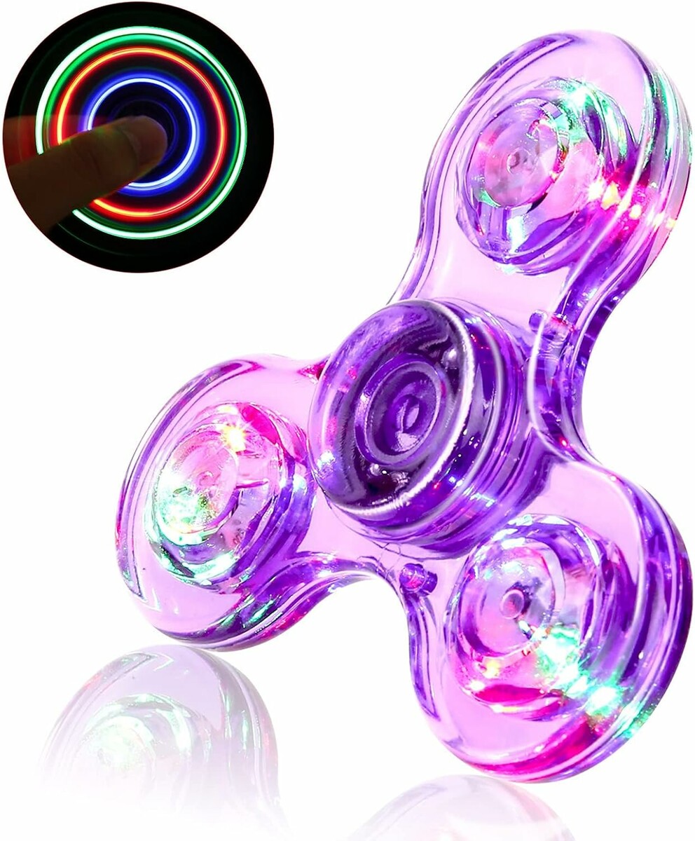 SCIONE fidget spinner LED świecący, kryształowy, liliowy