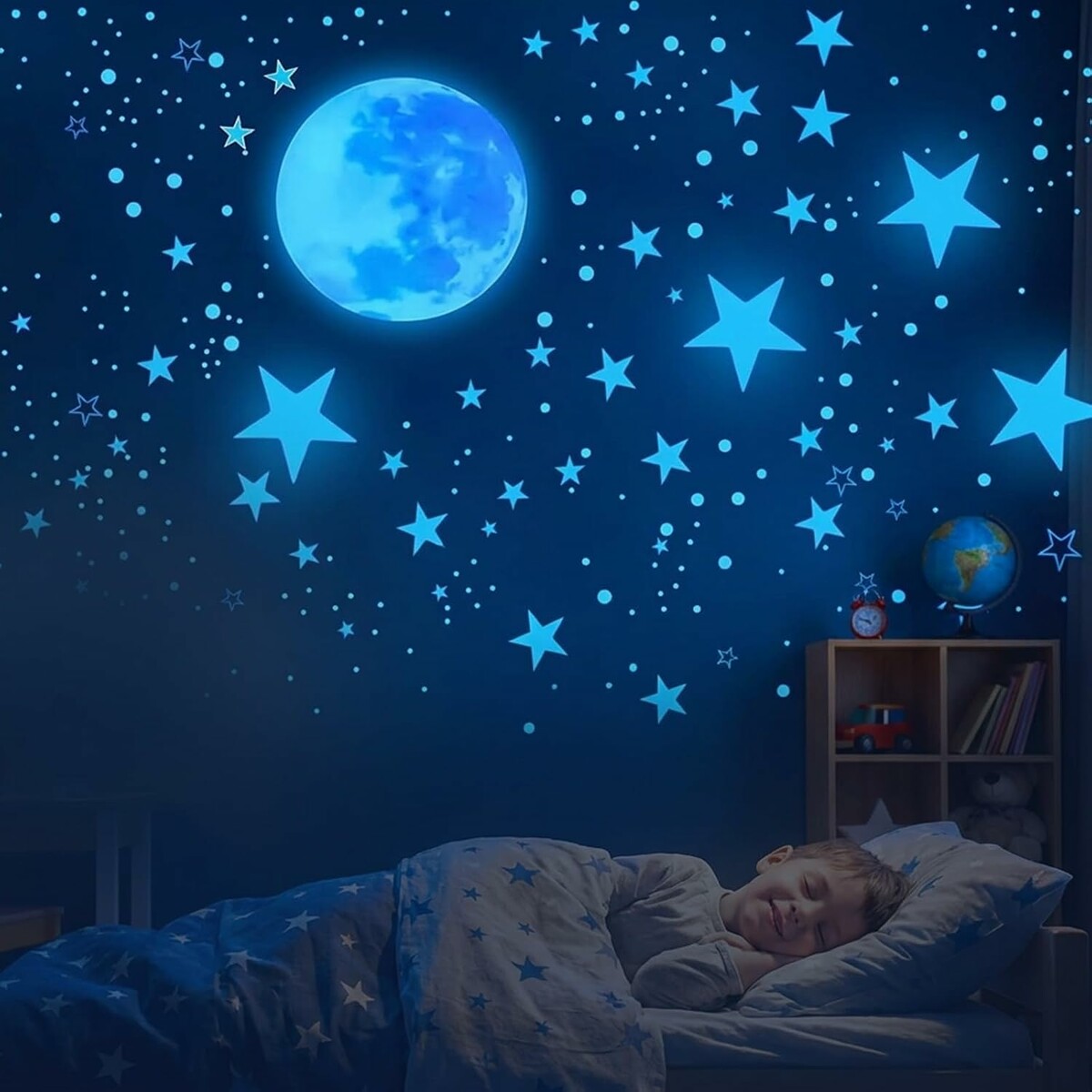 Świecące gwiazdki na ścianę Noa Home Deco, 629 szt., dekoracja pokoju dziecka