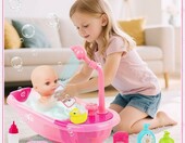 deAO Lalka niemowlęca z wanną i akcesoriami do kąpieli, 30 cm – zdjęcie 4
