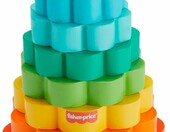 Fisher-Price Drewniana piramidka Kolorowe kwiatki, 10 elementów – zdjęcie 1