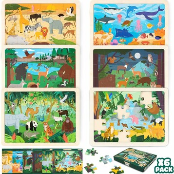 Drewniane puzzle Zwierzęta świata BONNYCO (stan nowy)