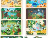 BONNYCO Drewniane puzzle Zwierzęta świata – 6 zestawów po 24 elementy – zdjęcie 1