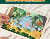 BONNYCO Drewniane puzzle Zwierzęta świata – 6 zestawów po 24 elementy – zdjęcie 4
