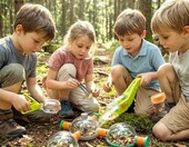 deAO Zestaw łapaczy owadów 5w1 z LED i lupą - zabawka ogrodowa dla dzieci – zdjęcie 2