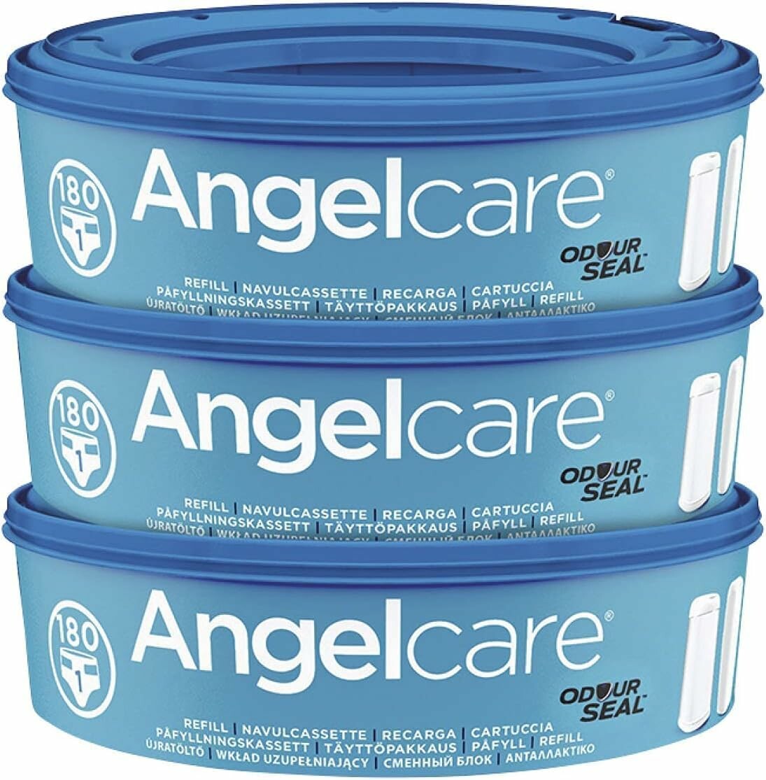 AngelCare Kaseta uzupełniająca do kosza na pieluchy - 3 szt., niebieska