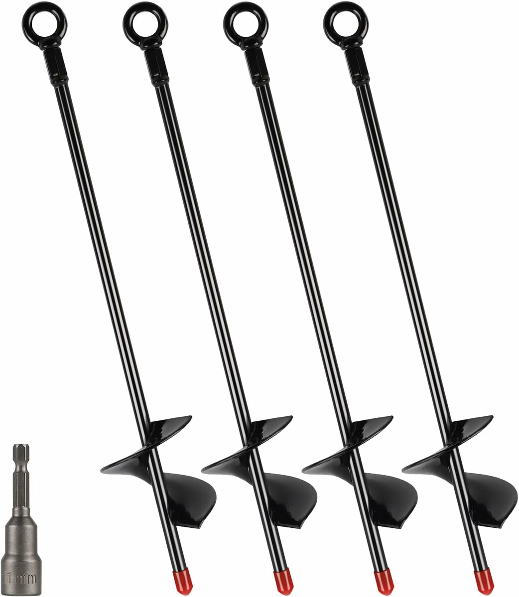 DBREAKS Kotwy gruntowe do trampoliny 38 cm - zestaw 4 szt., metalowe