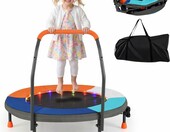 COSTWAY Trampolina dla dzieci 90 cm z LED - składana, ciemnoniebieska – zdjęcie 1