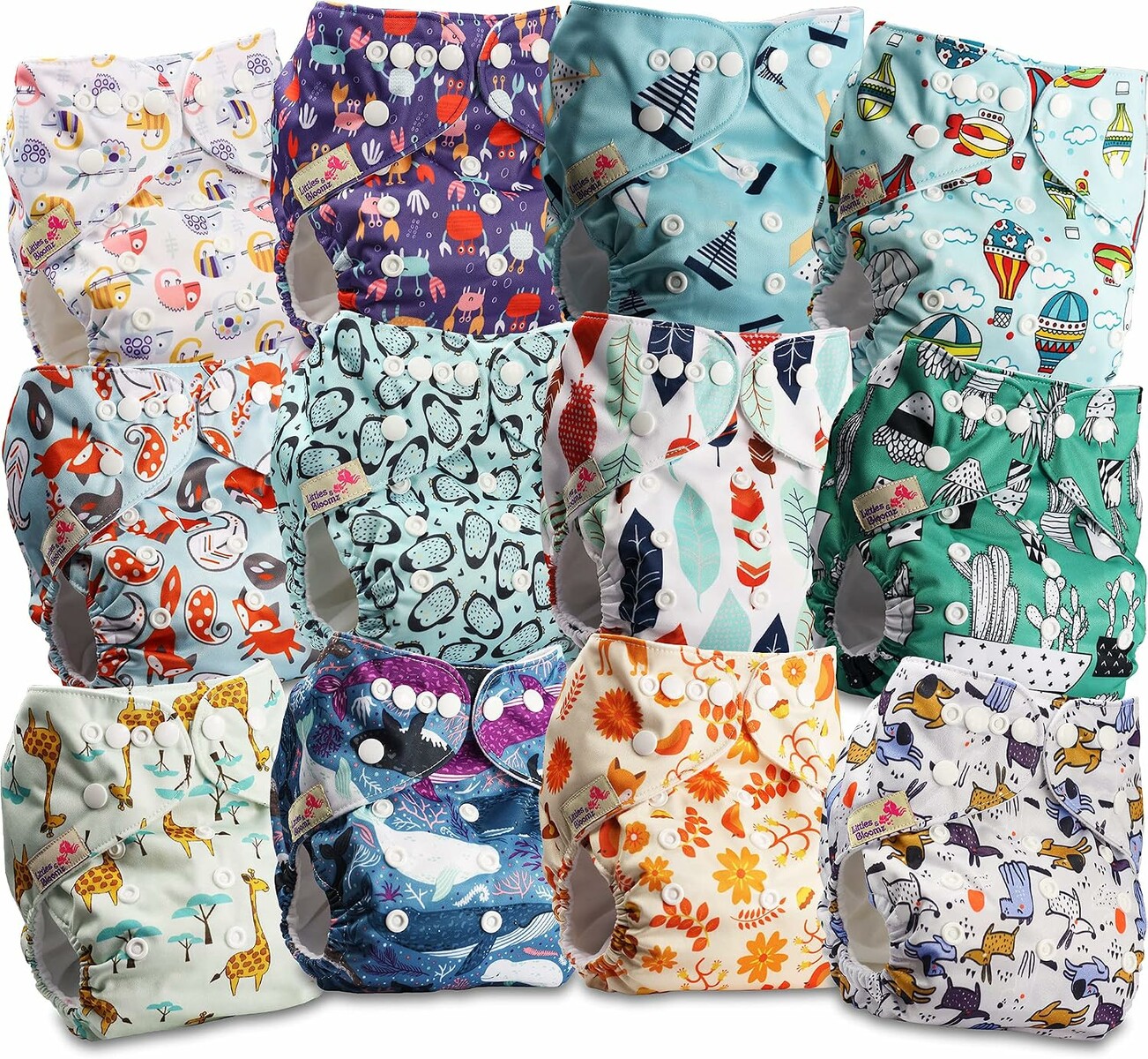 Littles & Bloomz pieluchy wielorazowe kieszonkowe, 12 szt., jeden rozmiar