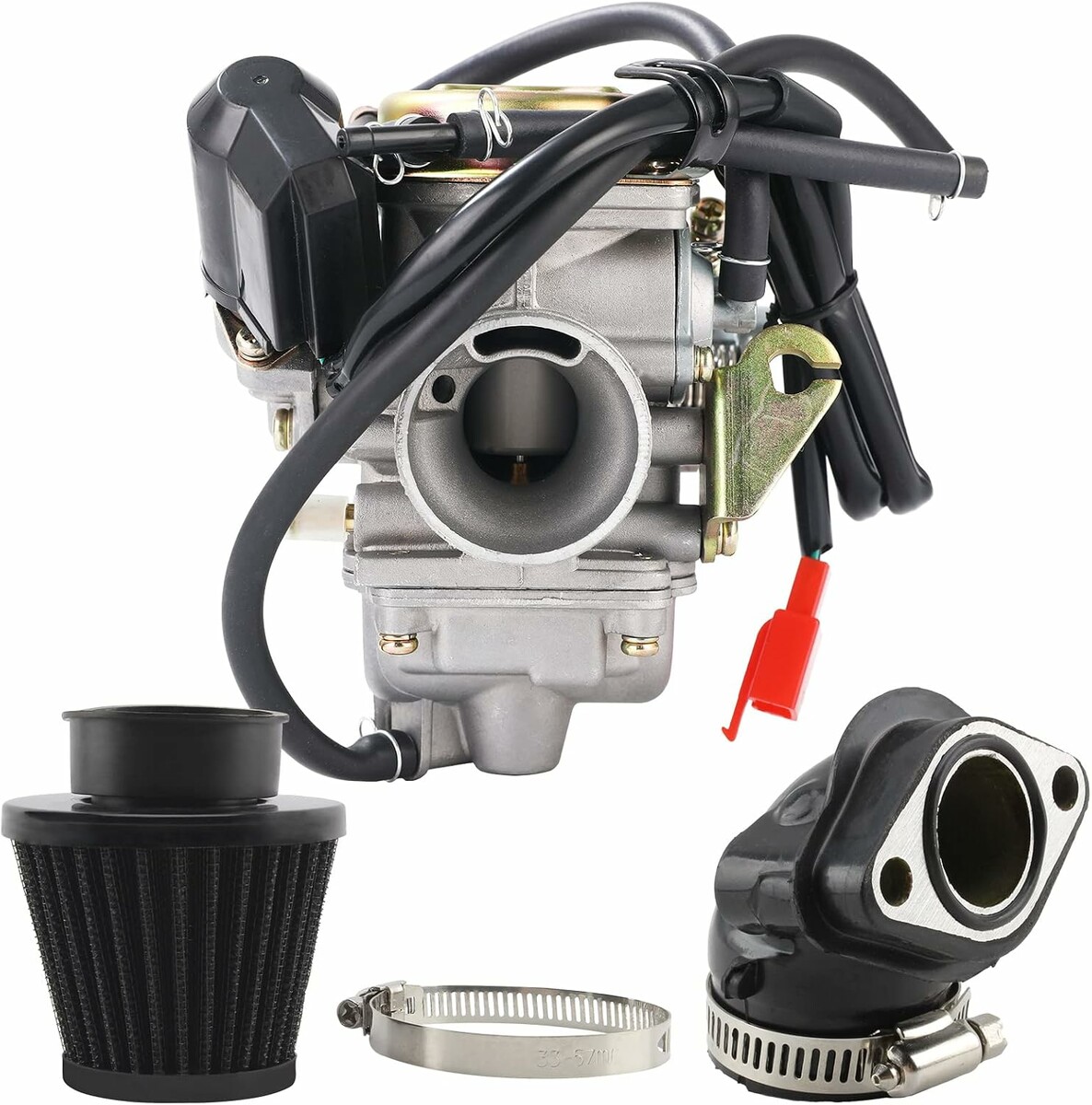PowerMotor gaźnik PD24J 24mm do silników GY6 125-150cc quad/ATV, z filtrem i kolektorem