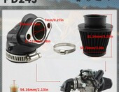 PowerMotor gaźnik PD24J 24mm do silników GY6 125-150cc quad/ATV, z filtrem i kolektorem – zdjęcie 3