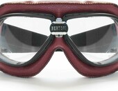 BERTONI AF196 – okulary motocyklowe skórzane do kasków otwartych, czerwone – zdjęcie 1