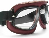 BERTONI AF196 – okulary motocyklowe skórzane do kasków otwartych, czerwone – zdjęcie 3