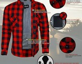 Bikers Gear Australia – motocyklowa koszula flanelowa z kevlarem, czerwono-czarna 2XL – zdjęcie 3