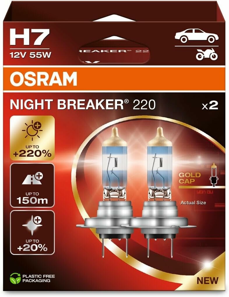 Osram Night Breaker 220 H7 - żarówki halogenowe do reflektorów, 2 szt.