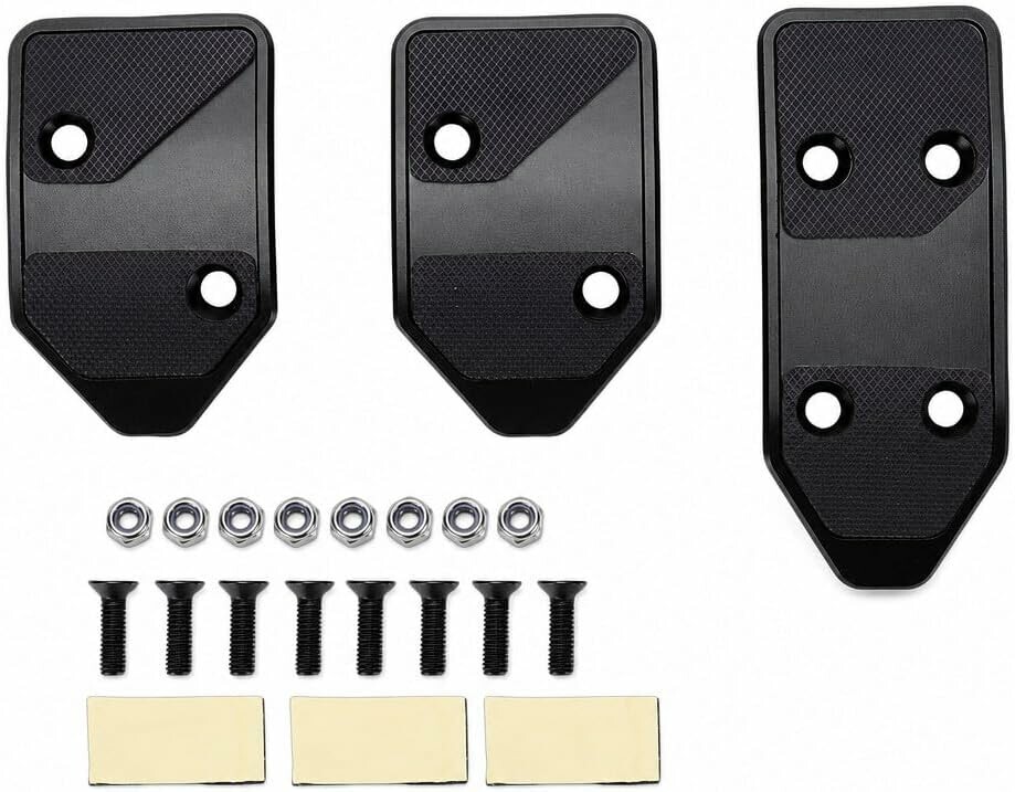 Fabater - aluminiowe nakladki na pedaly samochodu, antyposlizgowe, 3 szt, czarne