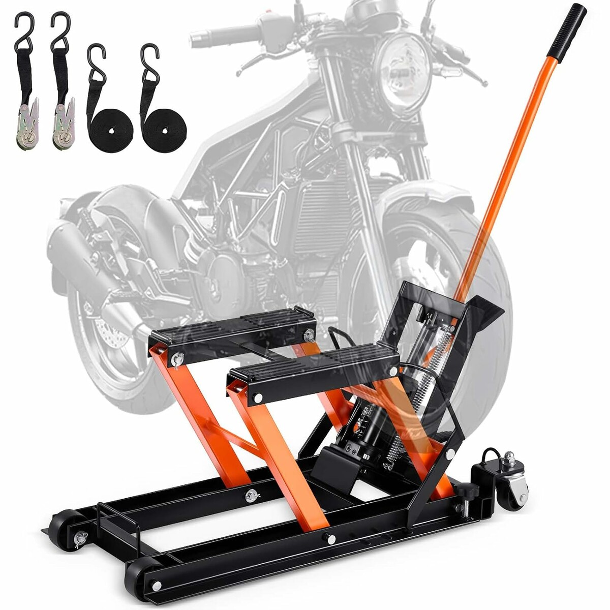 VEVOR Podnosnik motocyklowy hydrauliczny nozycowy, udzwig 680 kg, na kolkach
