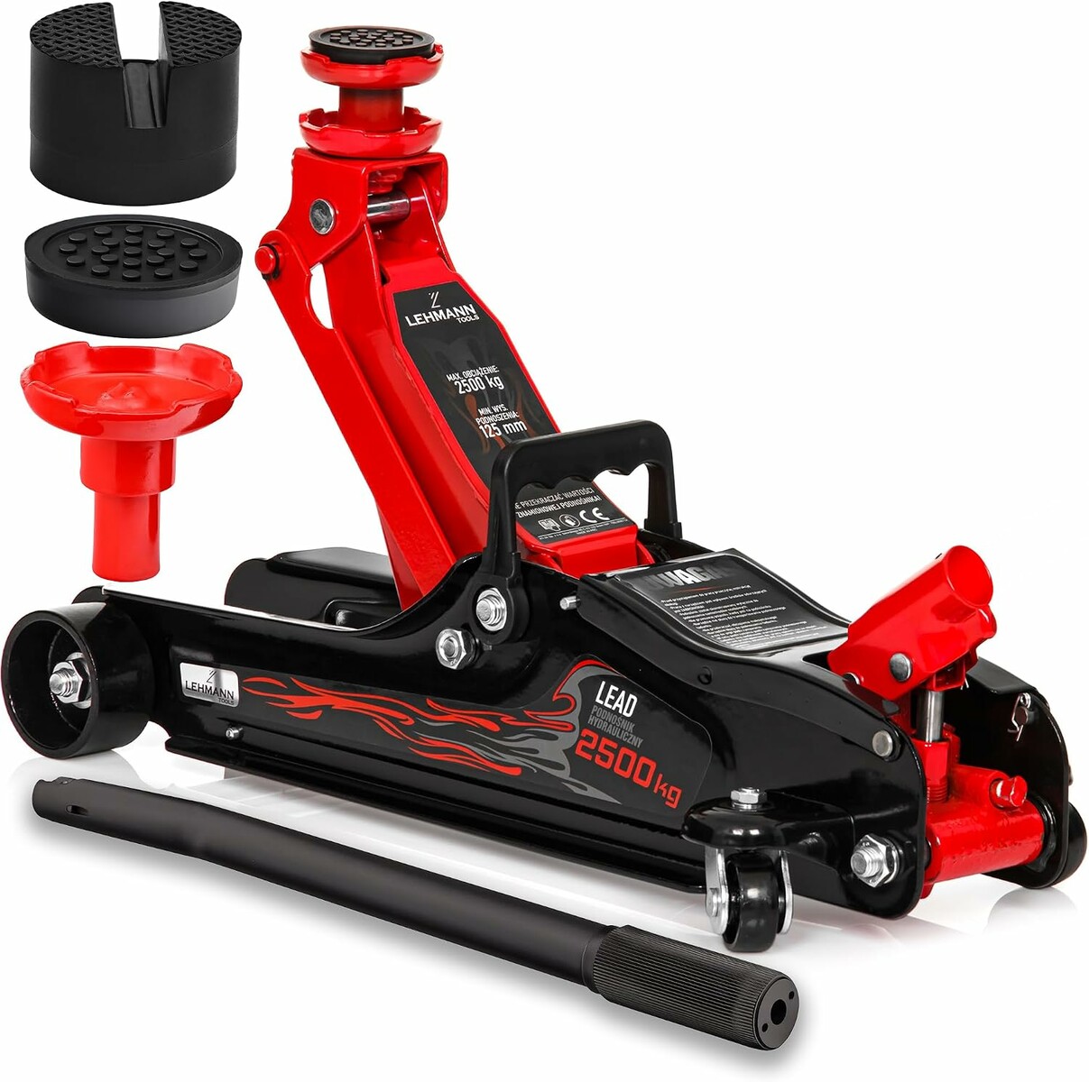 LEHMANN Podnosnik warsztatowy hydrauliczny 2,5T, 85-360 mm, na kolkach