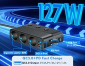 Hoembpn Rozdzielacz zapalniczki samochodowej 3x12V + 4x USB, woltomierz LED – zdjęcie 2